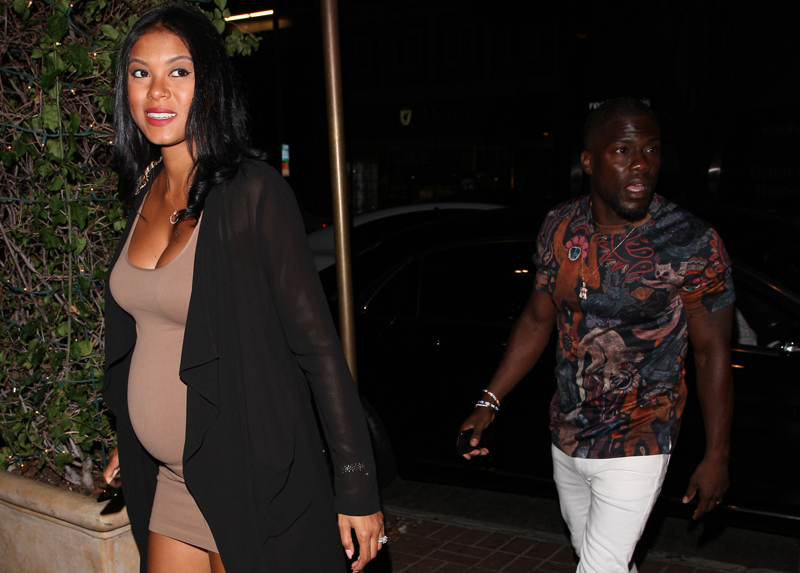 Kevin Hart and his pregnant wife Eniko Parrish grab dinner at Madeo Restaurant in West Hollywood
