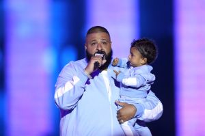 LOS ANGELES, CA - SEPTEMBER 17: DJ Khaled (L) and Asahd Tuck Khaled onstage at VH1 Hip Hop Honors: The 90s Game Changers at Paramount Studios on September 17, 2017 in Los Angeles, California.