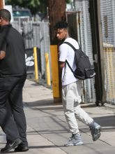 21 Savage is seen at Jimmy Kimmel Live in Los Angeles, California.