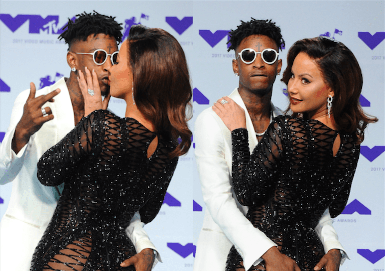 21 Savage Caught Leaving the Club With Amber Rose - XXL