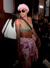 Model Slick Woods Backstage at Fenty x Puma Fashion Show