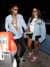 Rapper Wiz Khalifa goes to Catch restaurant with girlfriend Izabela Guedes in West Hollywood