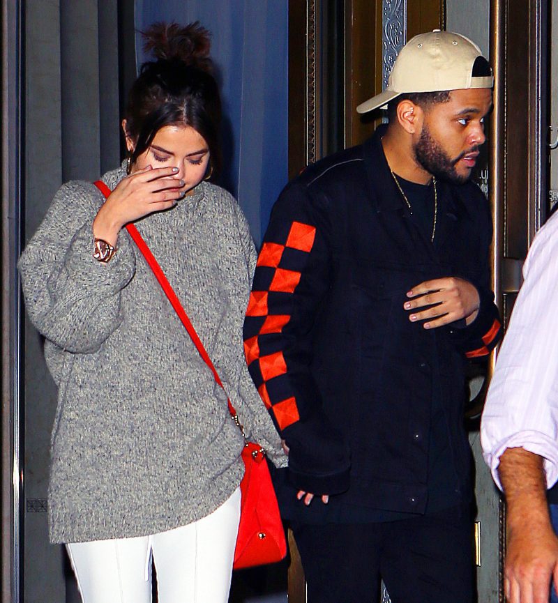 Selena Gomez and Boyfriend The Weeknd Leave Dinner Date Hand in Hand at Nobu in NYC. 