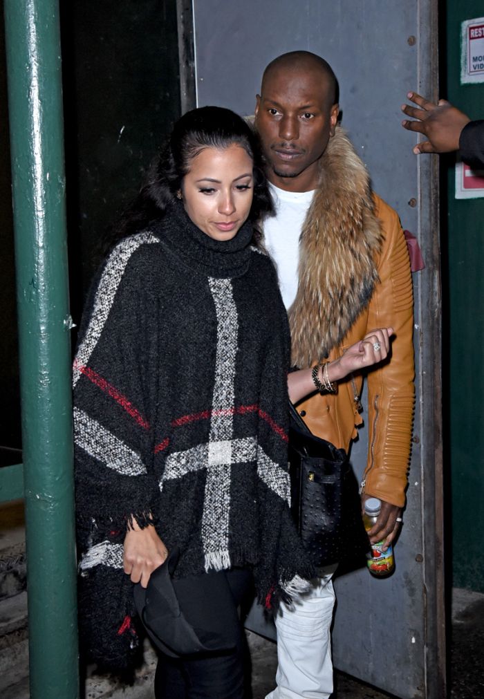 Tyrese Gibson and wife Samantha Lee Gibson exit the AOL BUILD studios, NYC after promoting his new film "Fate of the Furious". Pictured: Tyrese Gibson, Samantha Lee Gibson Ref: SPL1475466 060417 Picture by: