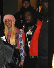 Migos and Cardi B depart MTV Studios after making an appearance on the debut episode of "TRL Reboot" in New York City. Offset