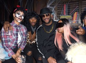 Grace Miguel, Usher, Tyler Perry and Angie Biyonce attend Ciroc Kicks Off Halloween with Lenny S. & Kelly Rowland's Costume Couture at Poppy on October 29, 2017 in Los Angeles, California.