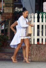 Tristan Thompson's baby mama and ex-girlfriend Jordan Craig leaves The Ivy with friends in West Hollywood. She was pregnant when he started dating Khloe Kardashian and their babies will actually be half siblings.