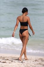 Karrueche Tran black bikini beach day with friends in Miami day after hosting the TV wedding from Gucci Mane and Keyshia Ka'Oir