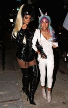 Kelly Rowland is spotted leaving her Halloween party with a friends in Los Angeles, California, USA.