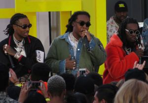 Migos MTV TRL kicks off Times Square Takeover show in New York City.