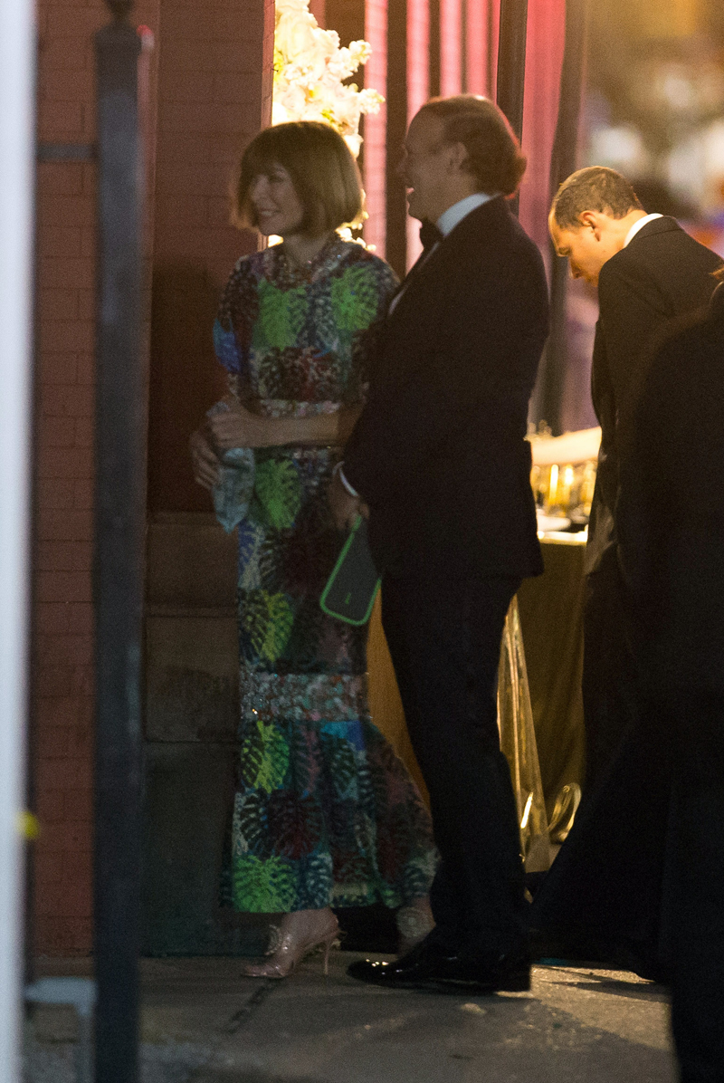 Serena Williams wedding in New Orleans - Vogue editor Anna Wintour wears a long dress and high heels. Spotted at the outdoor reception on Thursday night just after the wedding ceremony.