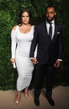 Ashley Graham Justin Ervin Arrivals for the Fourteenth Annual CFDA/VOGUE Fashion Fund Awards, held at the Weylin B. Seymour event space in Brooklyn, New York