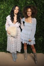 Aurora James Elaine Welteroth Arrivals for the Fourteenth Annual CFDA/VOGUE Fashion Fund Awards, held at the Weylin B. Seymour event space in Brooklyn, New York