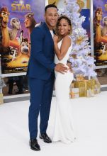 Devon Franklin and Meagan Good at the LA Premiere of "The Star" in Los Angeles.