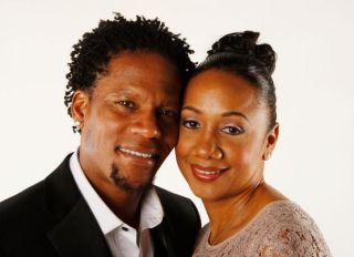 D.L. Hughley (L) and wife Ladonna Hughley pose for a portrait at the 39th NAACP Image Awards held at the Shrine Auditorium on February 14, 2008 in Los Angeles, California.