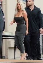 Kim Kardashian arriving at Jimmy Kimmel Live in Los Angeles