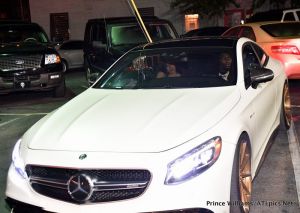 Offset and Cardi B in his white mercedes benz