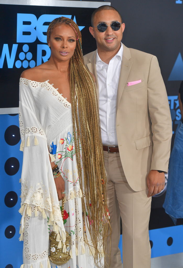 LOS ANGELES, CA - JUNE 25:Eva Marcille and Michael Sterling attend the 2017 BET Awards at Microsoft Theater on June 25, 2017 in Los Angeles, California.