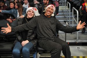 LOS ANGELES, CA - DECEMBER 25: LaVar Ball and Tina Ball attend a basketball game between the Los Angeles Lakers and the Minnesota Timberwolves at Staples Center on December 25, 2017 in Los Angeles, California.