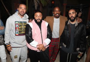 BEVERLY HILLS, CA - DECEMBER 02: Jessie Williams, DJ Khaled, guest and Jerry Lorenzo attend The Four cast Sean Diddy Combs, Fergie, and Meghan Trainor Host DJ Khaled's Birthday Presented by CÎROC and Fox on December 2, 2017 in Beverly Hills, California.