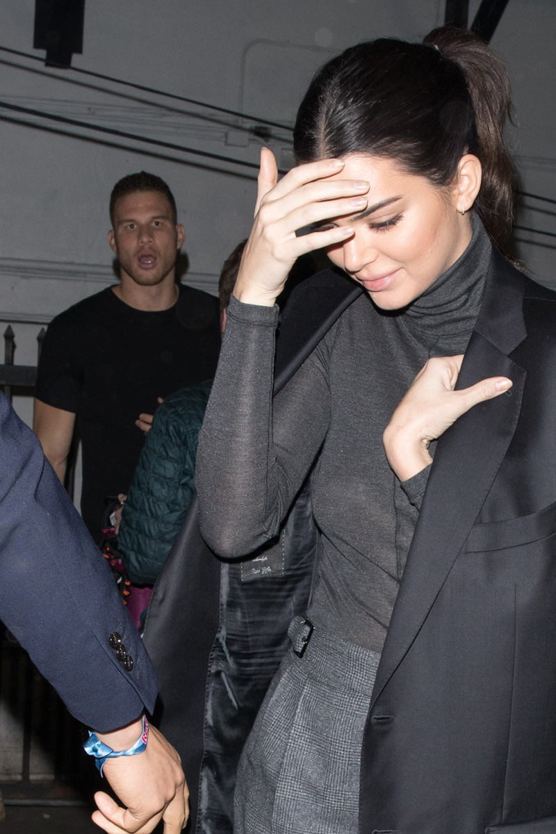 Power Couple Kendall Jenner and Blake Griffin are both seen leaving The Avalon in Hollywood. As they were leaving, Kendall is seen wearing Blakes ; Ermenegildo Zegna Coat where it is inscribed with Blakes' name inside