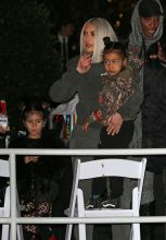 Kim Kardashian and daughter North arrive at the Ice skating rink with son Saint.