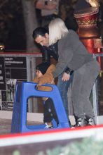 Kim Kardashian is seen ice skating with daughter North West and her son Saint West at the Ice Rink in Thousand Oaks at Larsa and Scottie Pippen daughters birthday with friends.