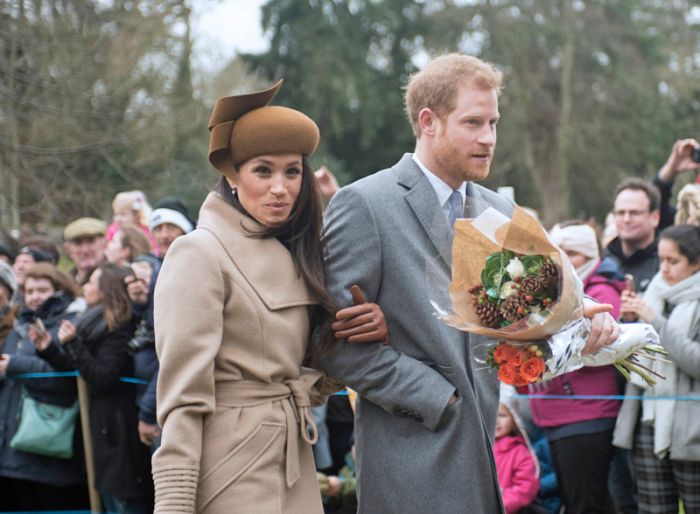 25.12.2017; Sandringham, England: MEGHAN MARKLE JOINS ROYALS FOR CHRISTMAS AT SANDRINGHAM Meghan Markle, Prince Harry's fiance accompanied him to the Christmas Service at St Mary's Magdalene on the Sandringham estate. Also present were the Duke and Duchess of Cambridge; Princess Beatrice, Princess Eugenie, the Wessexes and Peter Phillips and Family Members of the extended royal family were also in attendance.