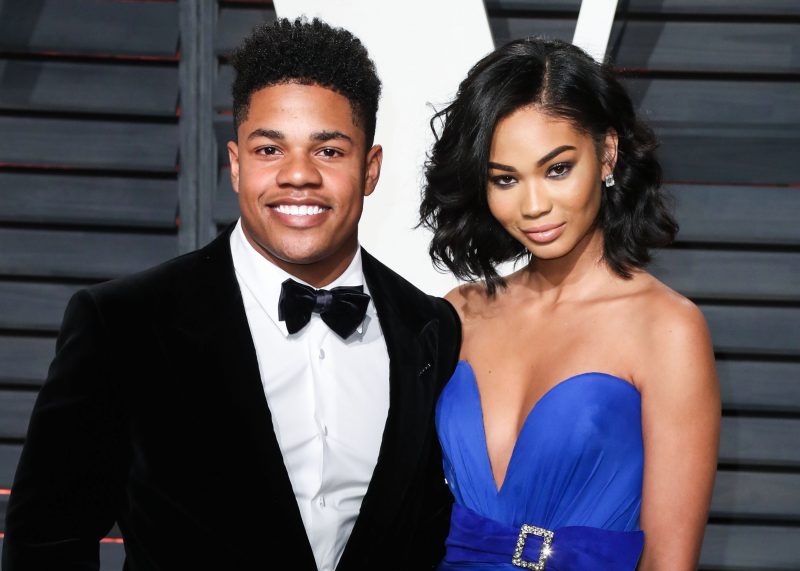 Sterling Shepard Chanel Iman  BEVERLY HILLS, LOS ANGELES, CA, USA - FEBRUARY 26: 2017 Vanity Fair Oscar Party held at the Wallis Annenberg Center for the Performing Arts on February 26, 2017 in Beverly Hills, Los Angeles, California, United States.
