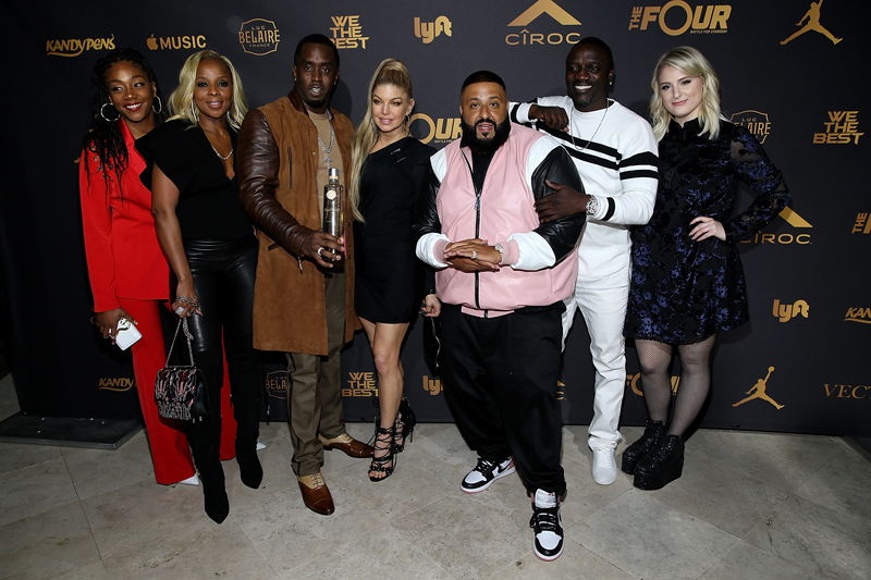 BEVERLY HILLS, CA - DECEMBER 02: (L-R) Tiffany Haddish, Mary J. Blige, Sean 'Diddy' Combs, Fergie, DJ Khaled, Akon, and Meghan Trainor attend Ciroc Celebrates DJ Khaled's Birthday in Beverly Hills on December 2, 2017 in Beverly Hills, California.