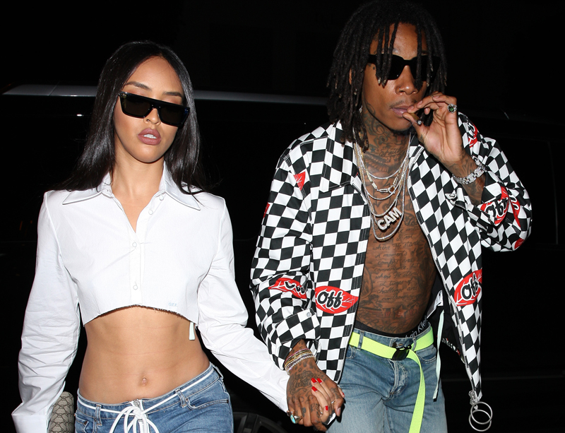 Rapper Wiz Khalifa and his girlfriend head to Catch restaurant for dinner in West Hollywood