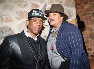 PARK CITY, UT - JANUARY 20: Orlando Jones (L) and Radha Blank attend as The House of Remy Martin celebrates the APEX Social Club at the WanderLuxxe House with Common and Friends on January 20, 2018 in Park City, Utah.