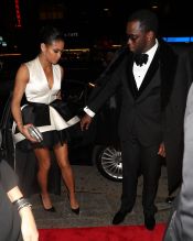 Diddy and Cassie arrive to Clive Davis party in New york