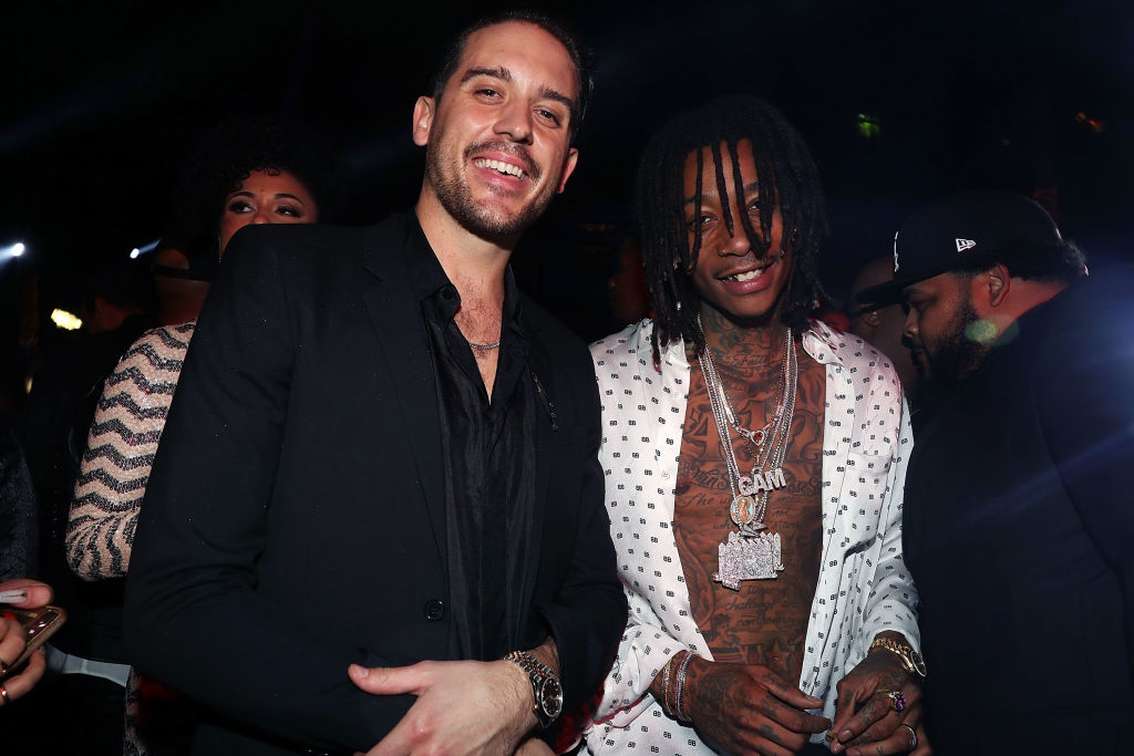 MIAMI, FL - DECEMBER 31: G-Eazy and Wiz Khalifa attend Sean "Diddy" Combs Hosts CIROC The New Year 2018 Powered By Deleon Tequila at Star Island on December 31, 2017 in Miami, Florida.