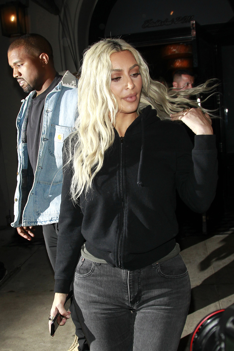 Kim Kardashian and husband Kanye West leaving Craig's Restaurant in Los Angeles