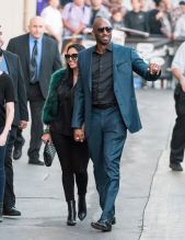 Kobe Bryant is seen arriving at 'Jimmy Kimmel Live!' in Los Angeles California with wife Vanessa