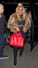 Mary J Blige was seen wearing a Fur Coast, Knee high boots and black top and pants as she arrived to celebrate her birthday with family at Mr. Chow the night before she gets her star on the Hollywood Walk of fame today