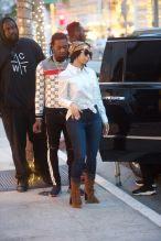 Cardi B and Off Set walk hand in hand as they shop together at Moncler on Rodeo Drive in Beverly Hills