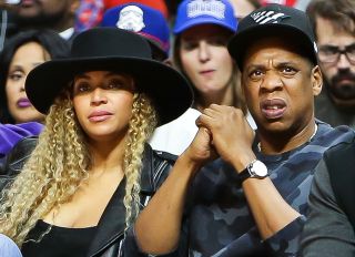 Beyonce and Jay Z attend the LA Clippers vs. OKC Thunder at Staples Center in Los Angeles, CA.