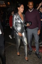 Tracee Ellis Ross Wears a Silver Sequined Balmain Jump Suit at The W Magazine Golden Globe Party
