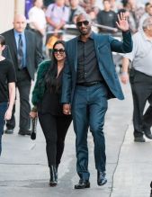 Kobe Bryant is seen arriving at 'Jimmy Kimmel Live!' in Los Angeles California with wife Vanessa