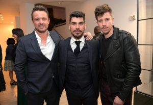 BEVERLY HILLS, CA - FEBRUARY 23: (L-R) David Lyons, Raul Castillo, and Beau Knapp attend Netflix's 'Seven Seconds' Premiere screening and post-reception in Beverly Hills, CA on February 23, 2018 in Beverly Hills, California.