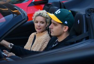 Singer Halsey real name Ashley Nicolette Frangipane and her boy friend Rapper G-Eazy (Gerald Earl Gillum) are spooted as they cruise around town in his Ferrari inluding a trip to IVX Karat Jewelers in Beverly Hills, Ca