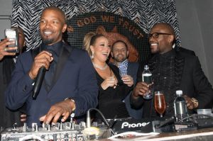 Floyd Mayweather is seen celebrating his birthday with Mariah Carey and Jamie Foxx inside The Reserve in Downtown Los Angeles.