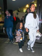 Kourtney Kardashian, daughter Penelope and her niece North West are seen in Los Angeles International Airport in Los Angeles.