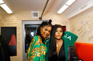 Lil Kim Teyana Taylor celebrates the grand opening of "Junie Bee Nails" with celeb friends in NYC