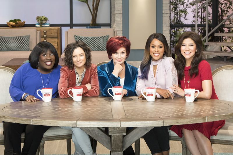 The ladies of The Talk on the CBS Television Network. From left, Sheryl Underwood, Sara Gilbert, Sharon Osbourne, Eve and Julie Chen, shown.