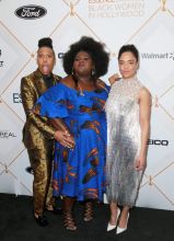 BEVERLY HILLS, CA - MARCH 01: (L-R) Lena Waithe, Gabourey Sidibe and Tessa Thompson attend the 2018 Essence Black Women In Hollywood Oscars Luncheon at Regent Beverly Wilshire Hotel on March 1, 2018 in Beverly Hills, California.