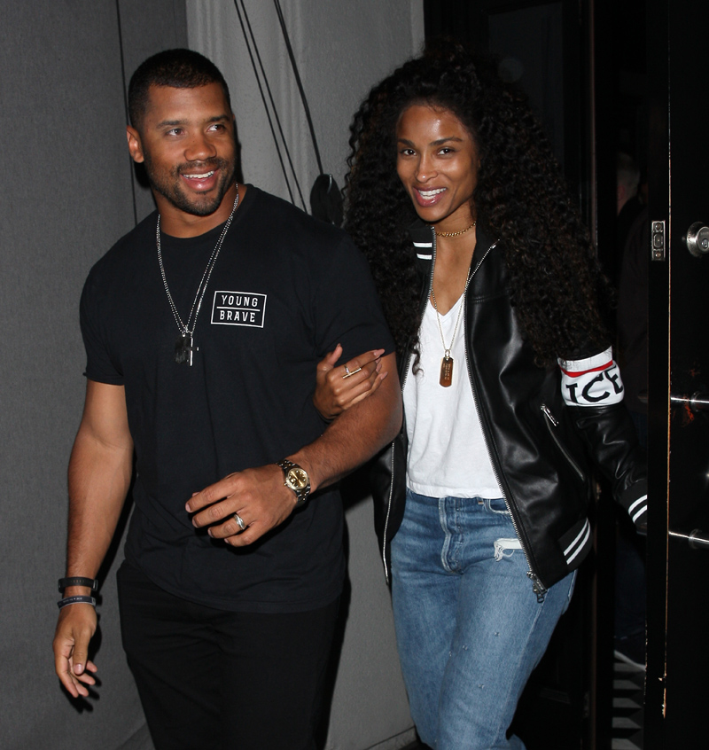 Ciara and Russell Wilson are all smiles as they leave Craig's Restaurant after having dinner in West Hollywood