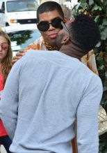 EJ Johnson the son of Basketball legend Magic Johnson looks very fashionable as he leaves lunch at the Ivy Restaurant in Beverly Hills, Ca